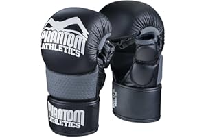 PHANTOM ATHLETICS Guantes Phantom MMA Riot - Protección óptima para el Sparring - Seguridad Extra para el Pulgar y la muñeca - Agarre Abierto para el Grappling - Lucha y Entrenamiento