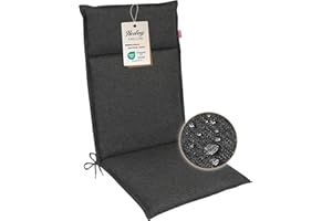 ‎HERLAG Herlag Polsterauflage Bea Hochlehner 120x50x4,5cm | Wasserabweisende Gartenstuhlauflage Fleckschutz | Bequeme Camping Sitzauflagen | Pflegeleichte Easy-Line | Öko Tex 100 | 1 Polster | Anthrazit