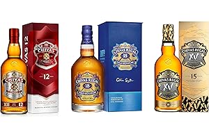 Trio CHIVAS REGAL 12, XV et 18 ans Whisky Ecossais - 40%, 3x70cl