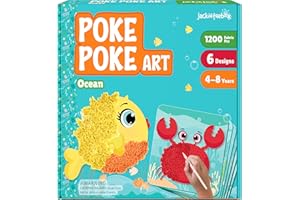 jackinthebox Poke Poke Art – Ocean Animals Like Crab, Turtle, Clownfish, Sea Horse, Jellyfish, Pufferfish, Mess-Free Sewing Art for Kids, Great Gift for Girls and Boys Ages 4 5 6 7 8