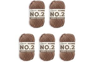 myboshi No.2 Baumwolle zum Häkeln, Baby Wolle, vegane Wolle zum Stricken, Wolle 60 Grad waschbar, für Baby und Amigurumi, 50g, Ll 100m Braun (Ocker) 5 Knäuel