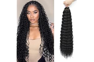 MLETULIPS Przedłużki do włosów Ocean Wave Crochet Hair Deep Wave Braiding Crochet Hair Soft Synthetic Curly Braiding Crochet Hair for Black Women (1B, 76 cm)