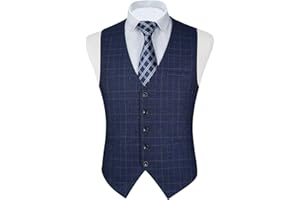 FAIMO Waistcoat Mens Formal Plaid Waistcoat Classic Check Waistcoats for Men with pockets Suit Vest