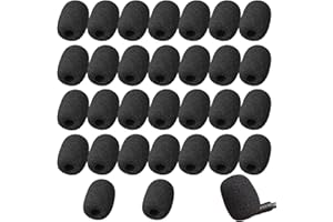 JTMKYO 30 Stück Mikrofonhüllen aus Schaumstoff, Mini-Mikrofonkappe für Kopfhörer, winddichte Schaumstoffhülle, geeignet für Klassenzimmer, Konferenzräume, Presseinterviews (schwarz)