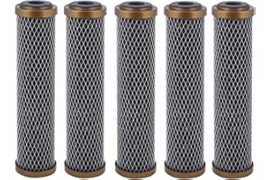 ACQUAHOME New Kit 5X Cartuccia Carbon Block CTO 10" - 5 micron - Filtro a Carbone Attivo CBC per depuratori Acqua ad osmosi inversa | Made in Europa | Per alloggiamenti da 10" | Nuovo Formato Serie Gold