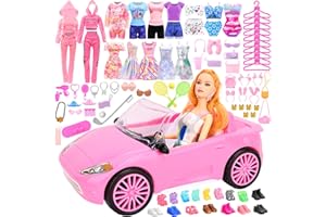 Miunana Macchina Veicolo + 11.5 Pollici 30 CM Bambola + Tuta + 3 Vestiti Alla Moda + Abiti + Pantaloni + Costume Da Bagno + 10 PCS Scarpe + 53 Accessori