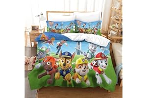 KUFRY Copripiumino Matrimoniale 200x200 Set Di Biancheria Da Letto Con 3D Paw Patrol Modello Morbido E Traspirante Microfibra Set Copripiumino Per Adulti e Bambino Biancheria Da Letto Con Lampo e Federa