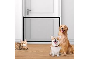 JEQQINUZ 2 Stück Absperrgitter Hund Treppenschutzgitter Ohne Bohren, Treppenschutzgitter Ausziehbar, Türschutzgitter Ohne Bohren 110×70CM, mit 8 Klebehaken, geeignet für den Innen- und Außenbereich