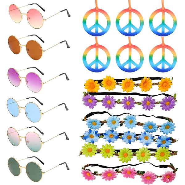 Orecchini Hippie Color Arcobaleno Anni 60/70 - Simbolo Pace - Bristol Novelty's - Foto 2