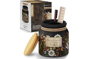 PieceRelax 3D Puzzle Jar 96 Plastic Pieces for Adults - Relax Potion - Use Includes Divider as Pen and Utensils Holder with Wooden Lid for Kitchen Dining Study Living Room Large [BB1041]