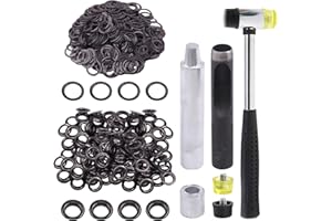 Glarks 124Pcs 1/2 Inch Gun-Black Grommets Eyelets with Tool Sets, 120Pcs Grommets Eyelets with 4Pcs Installation Tools for Fabric, Canvas, Curtain, Clothing, Leather Repair and Decoration
