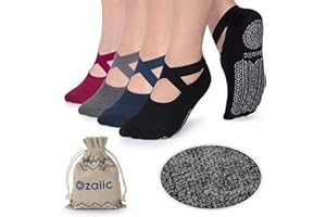 Ozaiic Yoga Socks for Women with Grips, Non-Slip Five Toe Socks for Pilates, Barre, Ballet, Dance, Workout, Fitness