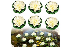 JOKILY Pływające kwiaty, lilia wodna, sztuczne lilie wodne, pływające sztuczne kwiaty, biały lotos, sztuczne rośliny do stawu, dekoracja do ogrodu, akwarium