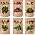 Easy To Grow Vegetable Seeds Combo | Mustard, Spinach, Amaranthus, Bathua, Fenugreek, Coriander Vegetable Seeds | With E book for Home Gardening | Each Packet Contain 20 Gram Seeds | Pack of 6