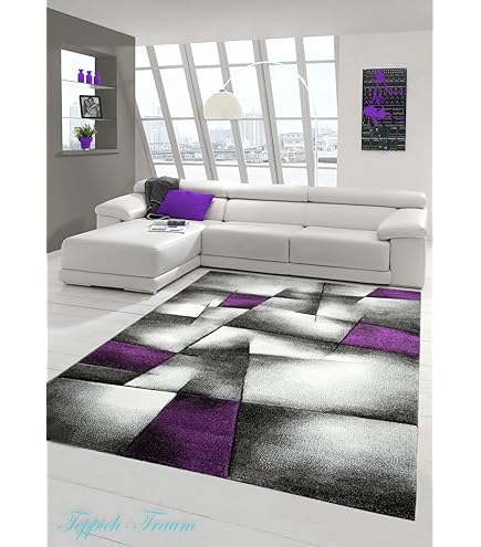 Kurzflor Teppich Design Designer Kurzflor-Teppich – Abstrakt Gemustert In Grau, Rosa & Weiß – Für Wohnzimmer & Mehr Kurzflor Teppich Modern Abstrakt