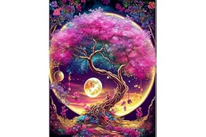 VIART Tree Diamond Painting Kits-Moon Diamond Art Kits,5D Diamond Painting Kits for Adults for Gift Home Wall Decor(12x16inch)