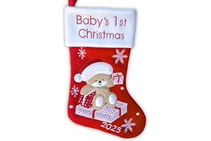 HEART'S SIGN Heart’s Sign Primer calcetín de Navidad del bebé 2025 | Mi Primera Navidad con mi niño o niña | Medias para recién Nacidos - Adornos navideños, Roja