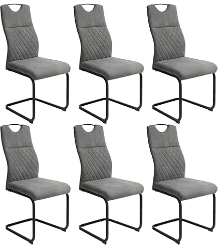 Apollo Set of 2 Dining Room Chairs, Linda Rocking Chair, Microfibre Silver, Round Base Black, Comfortable Seat Spring Basket, 140 kg Load Capacity Apollo Set of 2 Dining Room Chairs, Linda Rocking Chair, Microfibre Silver, Round Base Black, Comfortable Seat Spring Basket, 140 kg Load Capacity