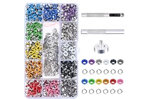 DKINY 300pcs Metal Eyelets Grommets Kit with Hole Punch and Setting Tools Eyelet Punch Kit for Fabric Leather Clothing Shoes Craft Making 12 Colors
