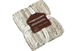 Victorio & Lucchino Manta Plaid Piel De Conejo Imitacion con Reverso Sherpa - Manta Suave para el Sofa o para Cama (VL-80518) (Beige, 160 X 220 Cm)