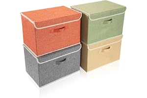 BrilliantJo BrillantJo - Set di 4 contenitori portaoggetti in Tessuto, con Manici, 38 x 25 x 25 cm, 4x Colori dell'arcobaleno