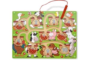 Melissa & Doug Labyrinthe De Numéros Avec Baguette Aimantée, Jouet en bois Montessori, Jouets d'éveil et 1er âge, Jouets d'activité et de développement, Cadeau pour enfants de 2 3 4 ans