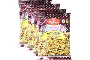 ONE STOP DEALERS Haldiram’s Savory Snacks – Easy to Carry Anywhere – Crispy, Crunchy & Spicy – Delicious Indian Namkeen Snacks – Made With Authentic Taste – Enjoy At Tea Time (Navrattan, Pack of 4)