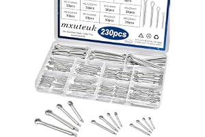 mxuteuk 230Pcs Cotter Pin Assortment Kit - 304 Stainless Steel 12 Sizes Cotter Pin Set for Hitch Pin Lock Systems