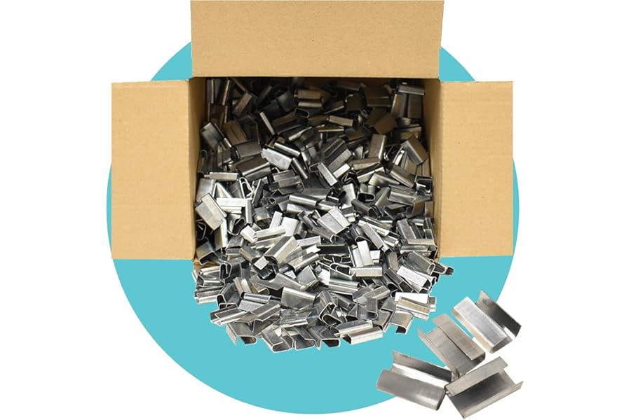 Triplast 12mm x 25mm Semi Open Metal Seals for 12mm Polypropylene Hand Strapping - Anti-Rust Galvanised Steel Seals for Pallet Strapping - Use with Hand Sealer or Combination Tool (Pack of 1,000)