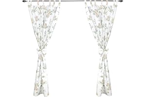 TupTam Rideaux pour Chambre d'enfant avec des Passants 2 pcs, Safari/Lion/Marron/Feuilles/Vert, env. 155x95 cm