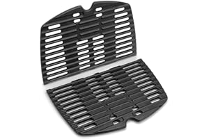 VNIERXFUL 7645 Cast Iron Cooking Grate for Weber Q200, Q220, Q2000, Q2200 Series, 27.3 x 38.9 cm Grill Pan Replacement Parts for Weber Grill Set with Grill Grate Replacement Parts (7645-2 Pack Grill Plate)