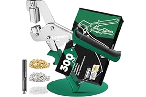Professional Eyelet Punch Kit - Tonmifr 10mm Grommet Hole Punch Plier with 300pcs Metal Grommet Eyelets, Ideal for Punching Holes in PVC Banners, Tarpaulins, Leather, Home Decoration & More