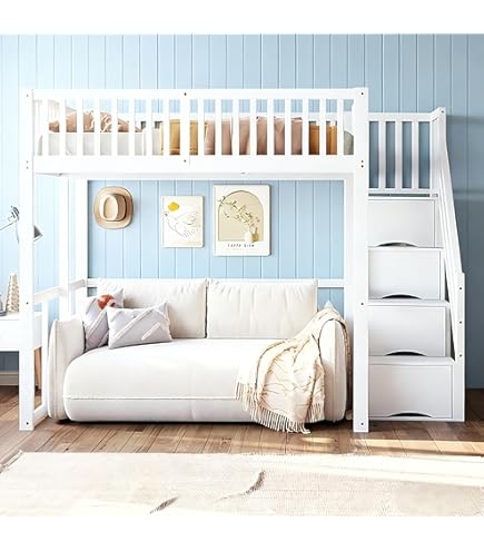 Hoogslaper 90 x 200 cm - Kinderbed met bureau en opbergplank - zwart