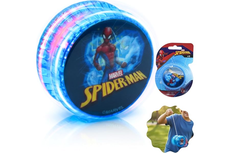 Spiderman Light Up Yoyo Toy for Kids – Marvel Character Yo-Yo for Beginners, Fun Fidget Spinner Yoyo, Stress Relief Toy, Party Bag Filler, Boys Gifts & Outdoor Play Toy