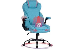 ‎FANTASYLAB Fantasylab Bürostuhl Leinen 180KG belastbarkeit Chefsessel mit hoher Rückenlehne und extra breitem Sitz Schreibtischstuhl Drehsessel Hochbelastbares Metallgestell Dunkelgrau