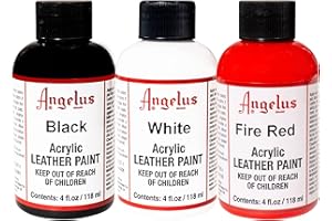 Angelus - 3 colori per pelle e tessuto - formato 118 ml - ROSSO FUOCO, BIANCO E NERO