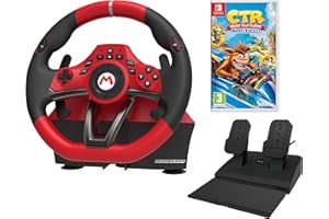 Volante y pedales Nintendo Switch pack para Crash-Bandicoot Nitro Fueled (Oficial Licencia Nintendo Switch)