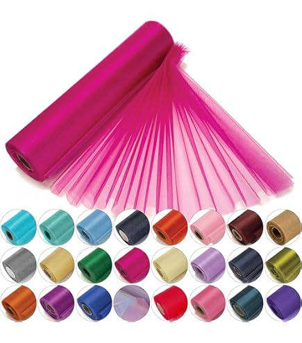 Tela Di Organza Trasparente 30m X 30cm - Tessuto Tulle Per Matrimoni E Decorazioni - Foto 5