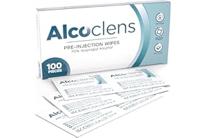 Alcoclens Pre-Injection Alcohol Wipes/Swabs Box of 100 Sachets