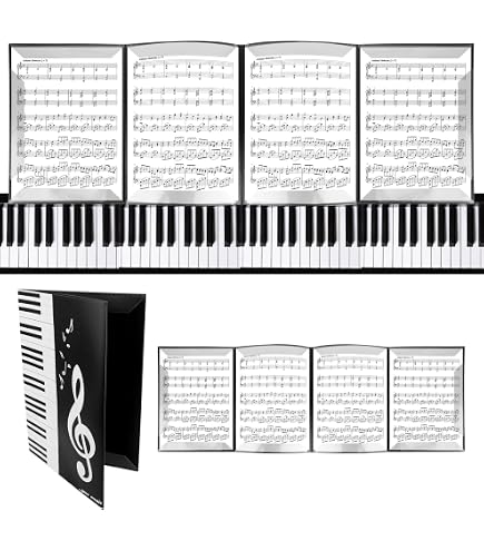 4 Pages Dossier de Rangement pour Partitions de Musique, Guitaristes et Violonistes, Dossier de Rangement A4 pour Écoles de Musique, Cours et Performances, Noir