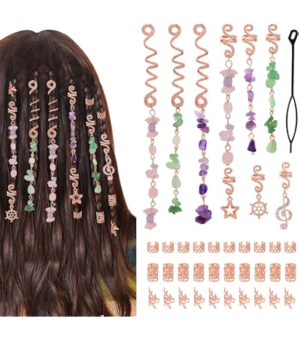 CRASPIRE 12 Stile Weihnachts-Dreadlock-Schmuck – Anhänger (Hirsch, Baum, Weihnachtsmann) Für Zöpfe