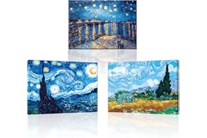 PIY PAINTING Arte Murale Su Tela Colorata, Stampa Su Tela Notte Stellata, Paesaggio Pittura Murale, Facile Da Appendere Per Soggiorno Corridoio Studio Di Yoga Cucina, Set Di 3, 58x40 cm (174x40 cm)