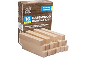 BeaverCraft Basswood Carving Blocks BW16 pcs - Soft Whittling Wood Carving Kit for Beginners - Unfinished Wooden Block Set - Basswood for Crafts