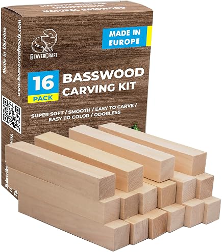 14 Blocs De Sculpture En Tilleul KAHEIGN - Bois Lustré Pour Débutants Et Experts - 10x2.5x2.5cm Et 10x5x5cm