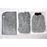 Spark 3'L&uuml; SET Mikrofiber Peluş Oto Kurulama Bezi &amp; Yıkama S&uuml;ngeri &amp; Temizlik Eldiveni