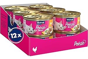 Vitakraft Poésie Mousse, mokra karma dla kotów, przewiewny mus z kurczakiem, w magazynie, bez dodatku cukru (12 x 85 g)