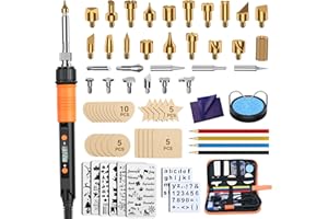 PRECIVA 52 Piezas Kit Pirograbador De Madera，Kit Pirograbadores EléCtrico De 100w Con Temperatura Regulable Entre 200°C Y 500°C.Para Madera, Cuero Y Grabados