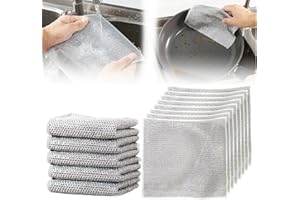 DONUBIIU Multipurpose Wire Dishwashing Rags for Wet and Dry, Reusable Kitchen Cleaning Towels Dish Cloths, Lint Free Streak Free Washable Duster Cloth, Multifunctional Wire Cleaning Cloths for Kitchen (5pcs)