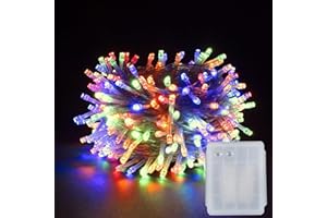 YOSION 100 LED String Fairy Lights Battery Power Operated 8 Modes Timer Function Rainproof Christmas Halloween Garden Party Wedding Decoration(100, Multi)