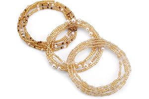 ASTER 3 Pièces Chaine Tour de Taille de Perles Ensemble Coloré Eté Africain Waist Beads Elastique Taille Perle Bikini Chaîne Corps Chaîne Perlée Taille Bijoux Chaine Ventre Femme et Filles